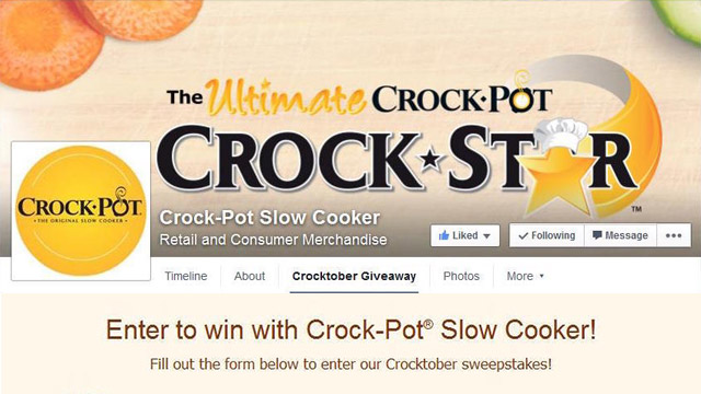 Sweepstakes management - Crock•Pot Cuisine: Entertain in Style Sweepstakes